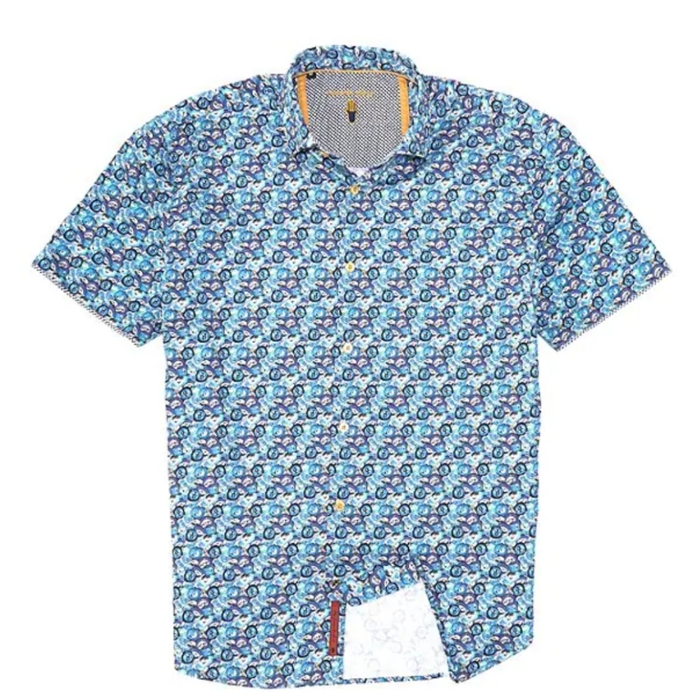Visconti Allover Eyes Print Short-Sleeve Woven Shirt